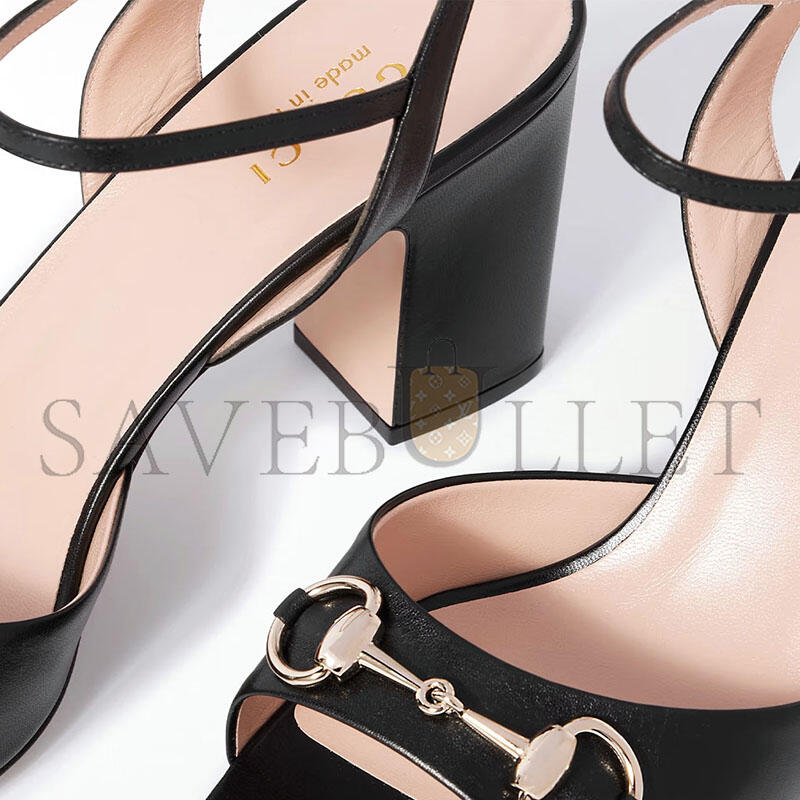 GUCCI LADY HORSEBIT-DETAILED LEATHER SANDALS 